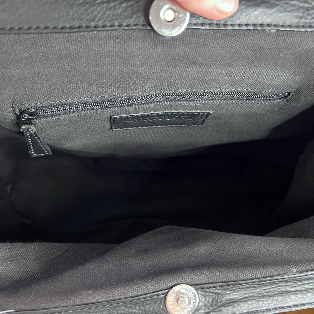 Annette Gortz Black Leather Oversized Pouch Purse Shoulder Bag Handbag Strappy - Picture 7 of 7